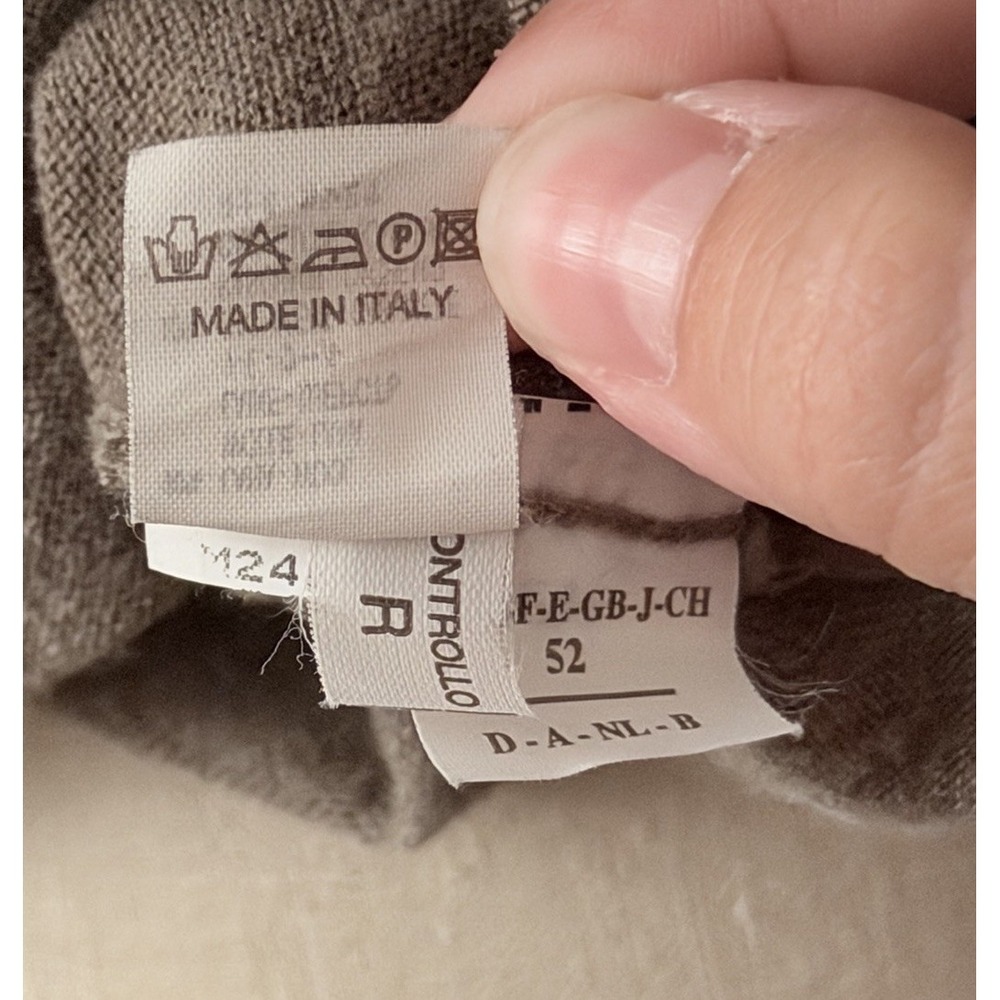 Brunello Cucinelli Cashmere Wool Blend V Neck Beige Brown Sweater Men's Large/52 - Picture 14 of 14